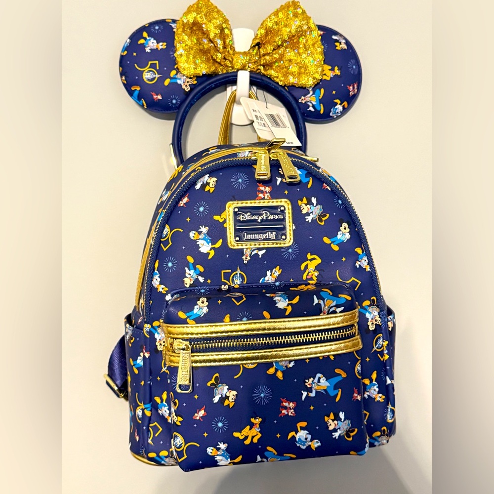 Disney Loungefly 50th Celebration Mini Backpack and Matching Ears BNWT
